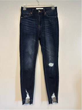KanCan Skinny Jeans Size 3/25 Distressed Dark Blue High Rise